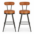Lot de 2 Tabourets de Bar Pivotants, Hauteur 65 cm, Style Moderne Mi-siècle, Marron Caramel