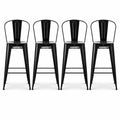 Ensemble de 4 chaises de bar industrielles empilables avec dossier et repose-pied 76 cm