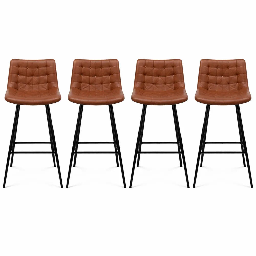 Ensemble de 4 chaises de bar style vintage marron