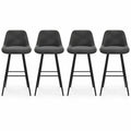 Ensemble de 4 tabourets de bar en velours gris avec accoudoirs