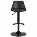Chaise de Bar Réglable avec Dossier et Coussin, Repose-Pieds Accessoire, Protection Anti-Rayures, Couleur Noire