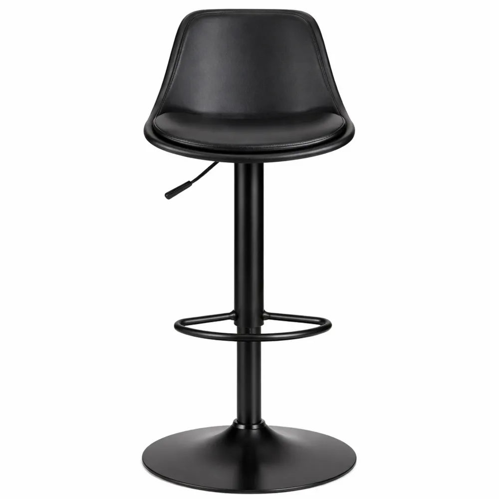 Chaise de Bar Réglable avec Dossier et Coussin, Repose-Pieds Accessoire, Protection Anti-Rayures, Couleur Noire