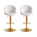 Lot de 2 Tabourets de Bar Pivotants en Velours Beige avec Dossier