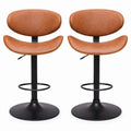 Lot de 2 Tabourets de Bar Réglables en Hauteur, Pivotants, Simili Cuir Marron