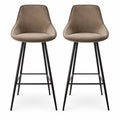 Ensemble de 2 Tabourets de Bar en Velours Taupe, Pieds Métal