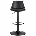 Chaise de Bar Réglable avec Dossier et Coussin, Protection Antirayures, Noire