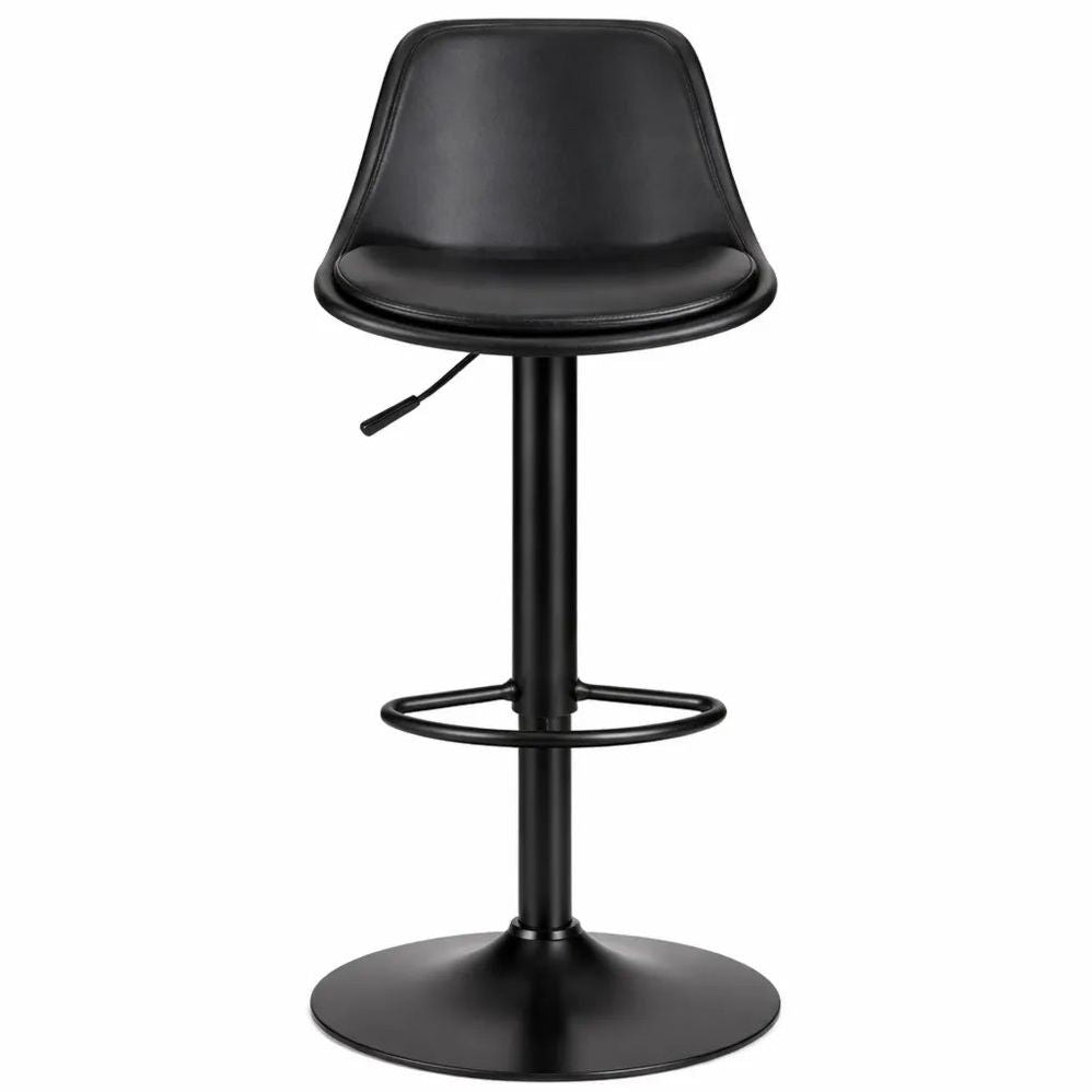 Chaise de Bar Réglable avec Dossier et Coussin, Protection Antirayures, Noire