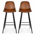 Lot de 2 Tabourets de Bar Vintage en Suède avec Dossier et Repose-Pieds