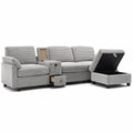 Canapé d'Angle Modulable 3 Places avec Pouf de Rangement et Console USB