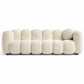 Canapé 3 Places Coquillage en Tissu Bouclette Blanc, Design Sculptural