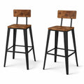 Ensemble de 2 Chaises de Bar Industrielles avec Dossier, Marron Rustique et Noir