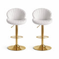 Lot de 2 Tabourets de Bar Pivotants en Velours Beige avec Dossier Rembourré