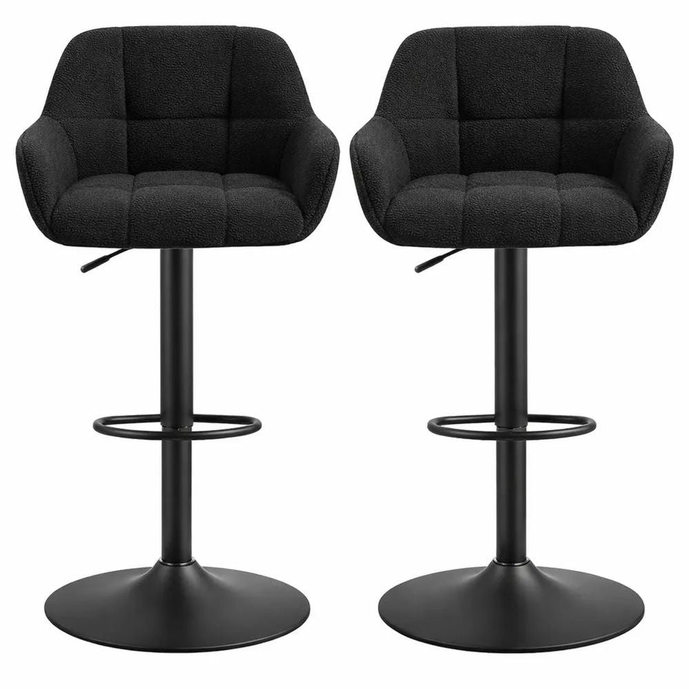 Tabourets de Bar Réglables avec Repose-Pieds et Dossier, Lot de 2, Noir