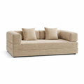 Canapé Convertible 3 Places en Velours Côtelé Beige, Modulable et Confortable