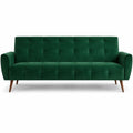 Canapé Lit 3 Places en Velours Vert Sapin, Style Art Déco, Convertible