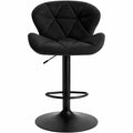 Chaise de Bar Réglable, Siège en Velours avec Dossier et Repose-Pieds, Noire