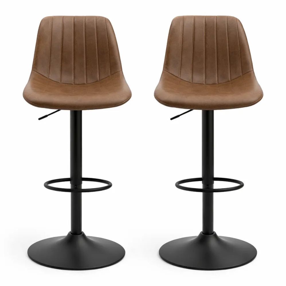 Tabourets de Bar Réglables avec Repose-Pied, Design Vintage Marron