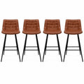 Ensemble de 4 Chaises de Bar Style Vintage, Assise Matelassée Marron