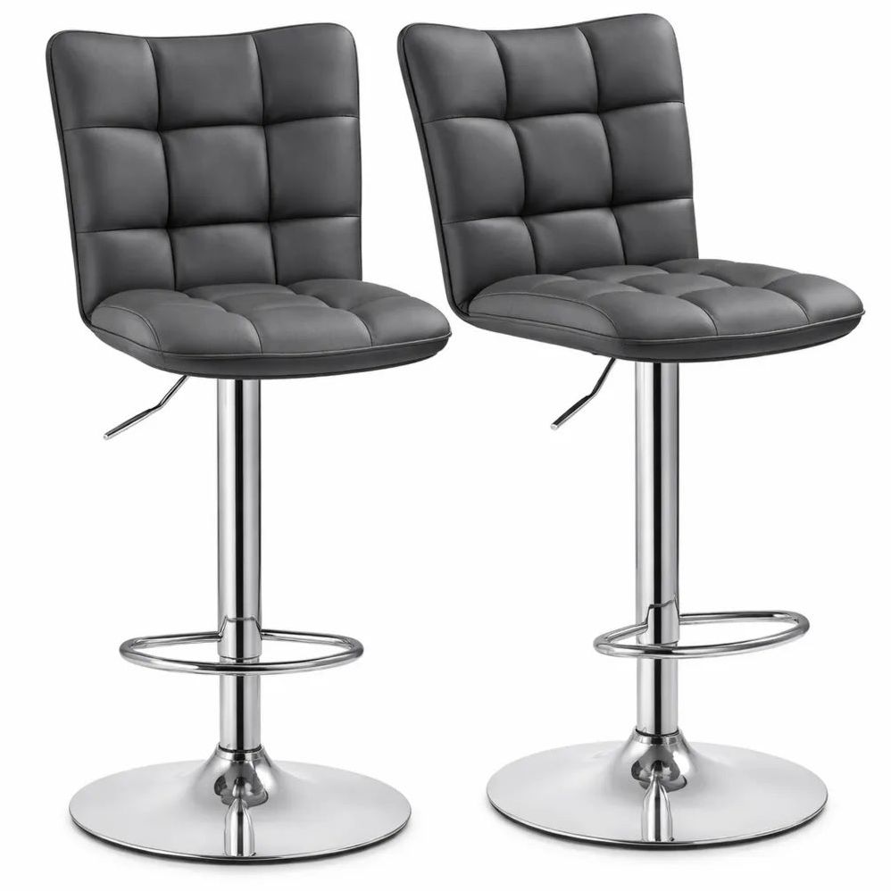 Paire de Tabourets de Bar Réglables, Assise Pivotante 360°, Cuisine et Comptoir